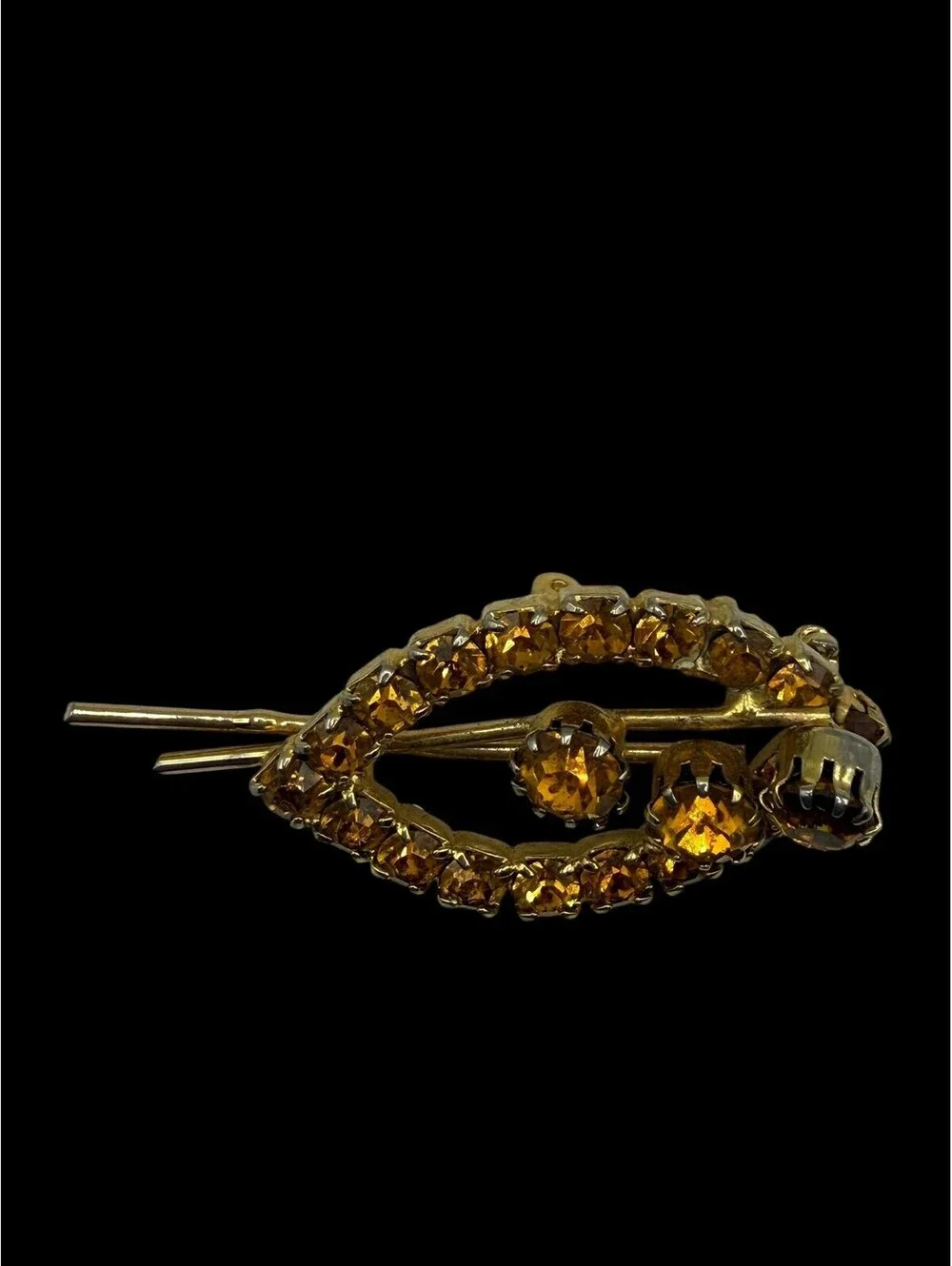 Vintage Topaz Rhinestone Sweater Pin, Small Costume Jewelry Brooch, Sparkly
